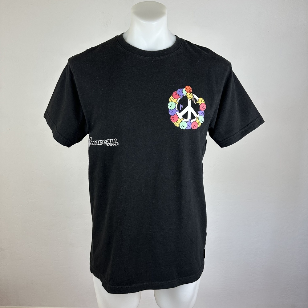 Icecream Black Peace Sign Streetwear Graphic Tee Size Large